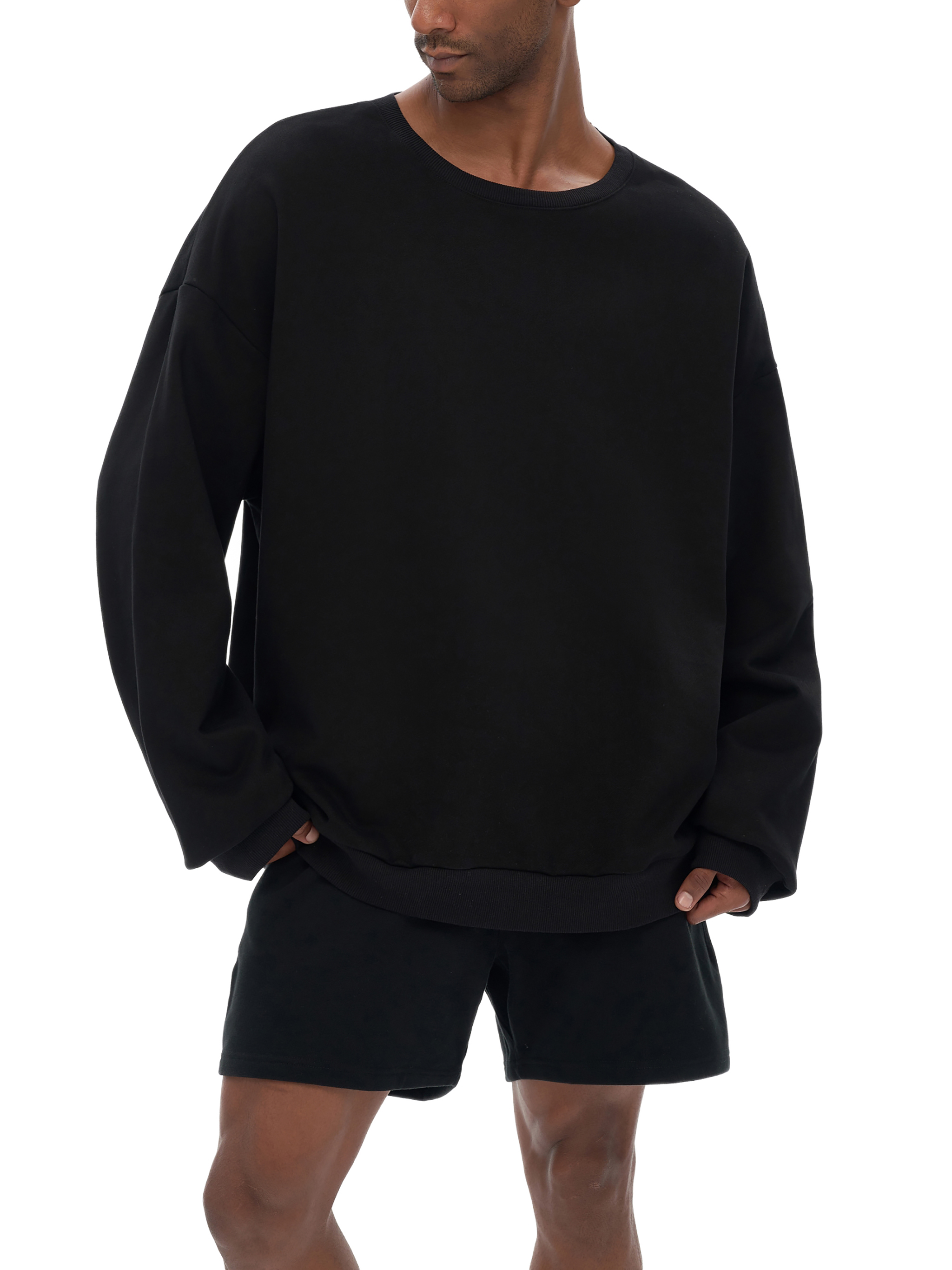 【MODERNIF】Balloon Happo Overfit Sweatshirt Streetwear Unisex Heavyweight Drop Shoulder Oversized